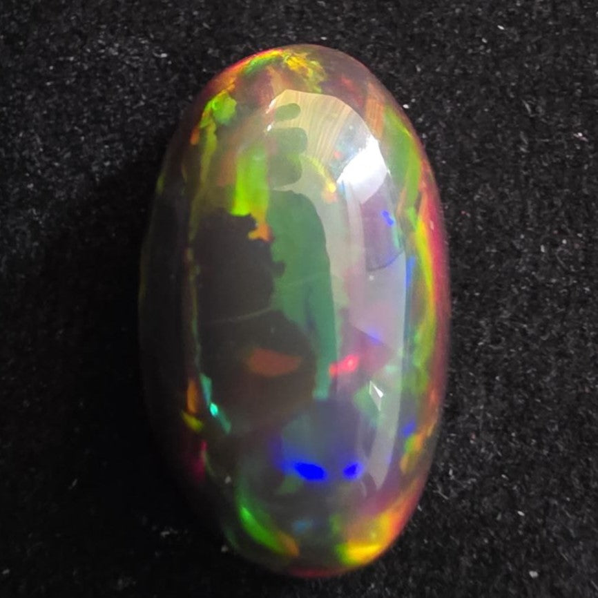 Perfect! Black Opal outstanding Ethiopian Welo, 19.45 ct oval polished, natural, intense Play-of-Colour