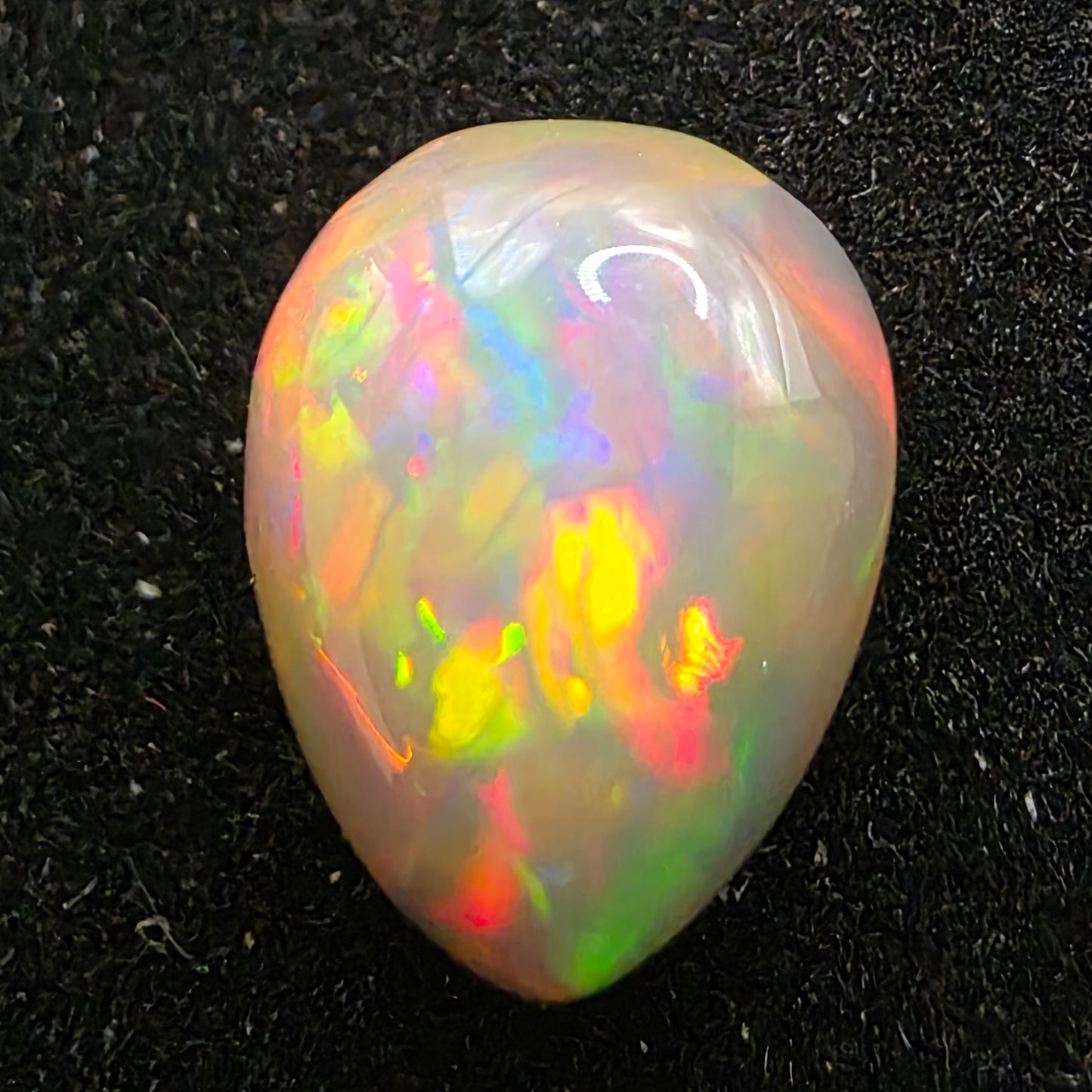 Black Opal special Ethiopian Welo, 2.65 ct pear polished, natural, intense Play-of-Colour