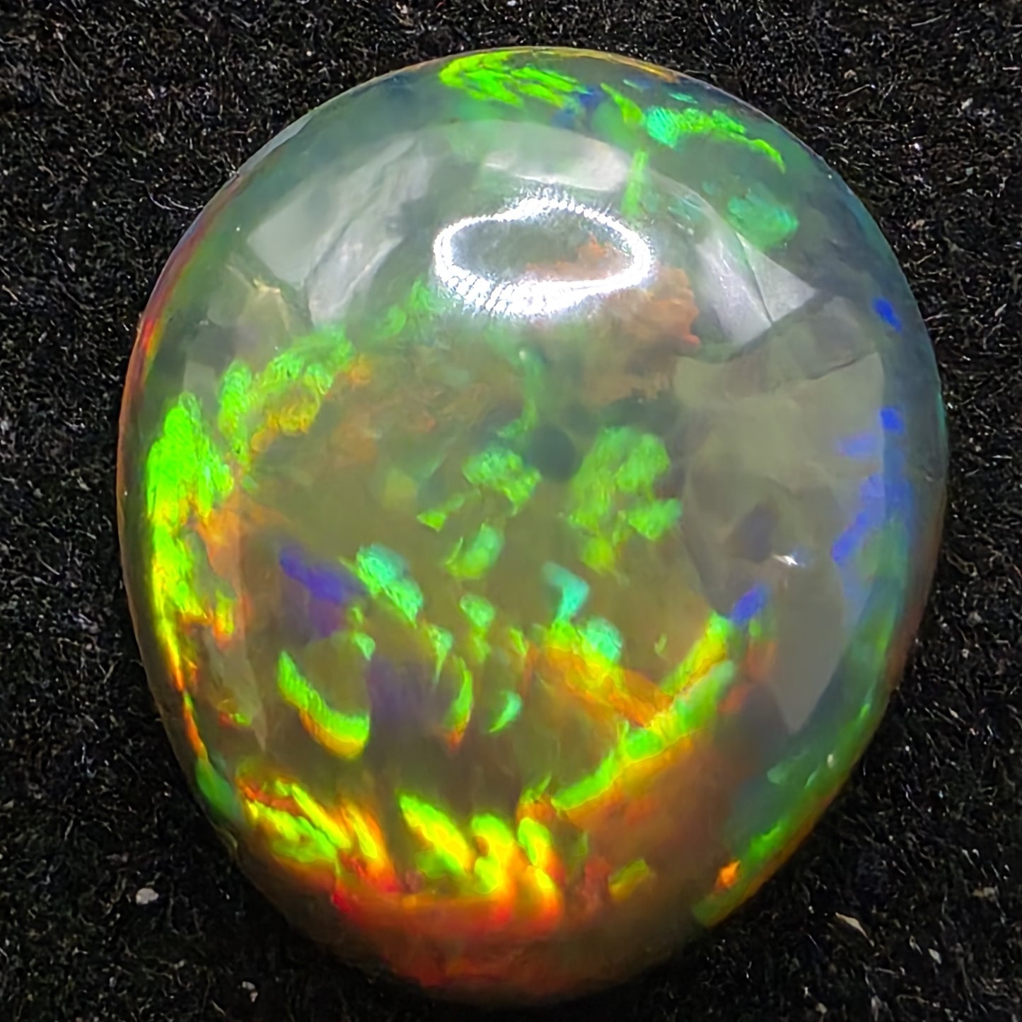 Black Opal special Ethiopian Welo, 3.25 ct pear polished, natural, intense Play-of-Colour