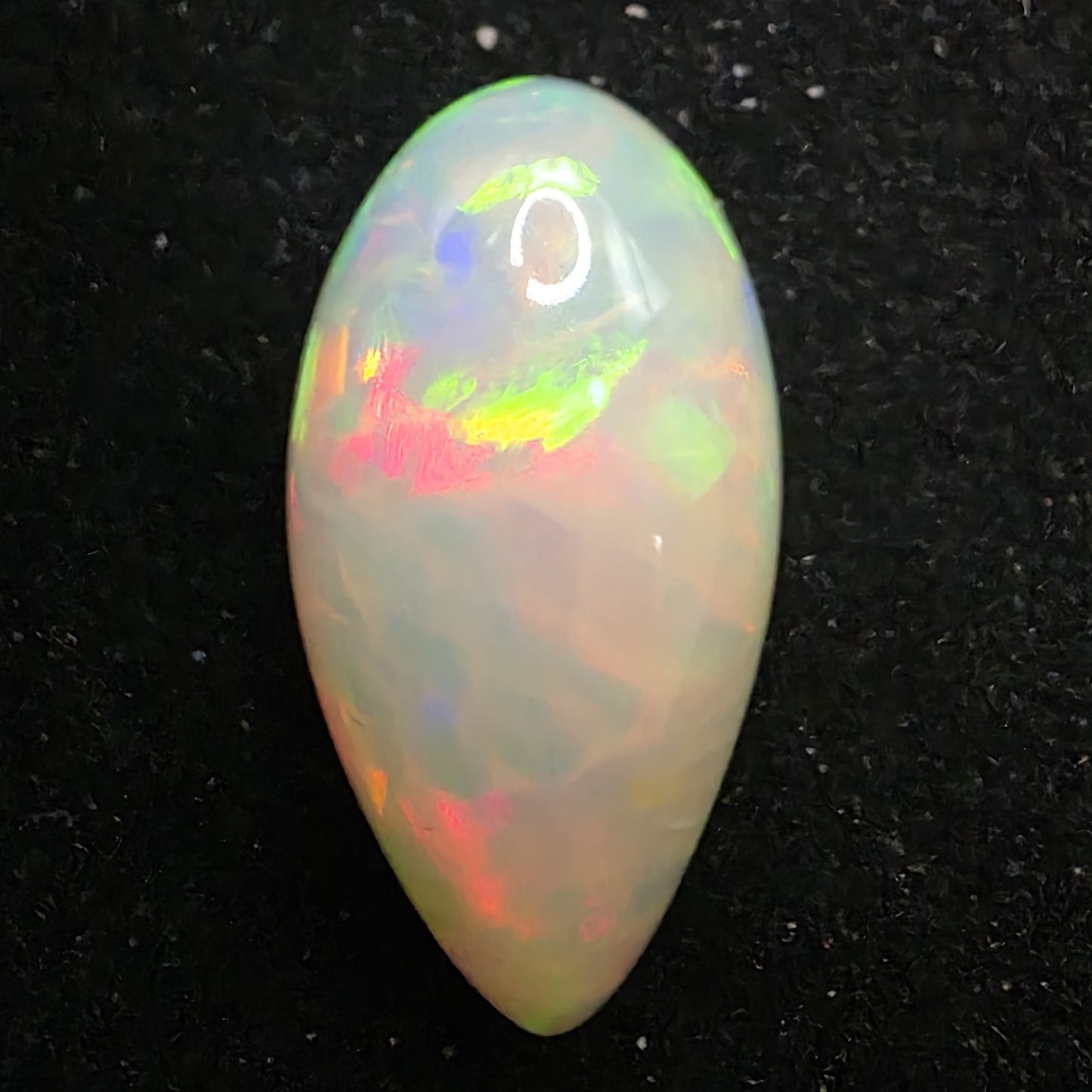 White Opal special Ethiopian Welo, 10.75 ct pear polished, natural, intense Play-of-Colour