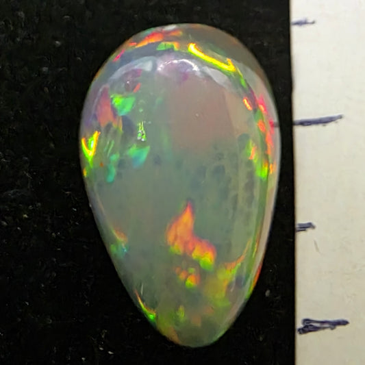 Black Opal special Ethiopian Welo, 4.1 ct pear polished, natural, intense Play-of-Colour